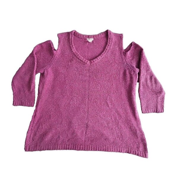 Venus Cold Shoulder Sweater Women's Size 1x Purple Metallic Thread Chunky Y2K - Picture 1 of 16